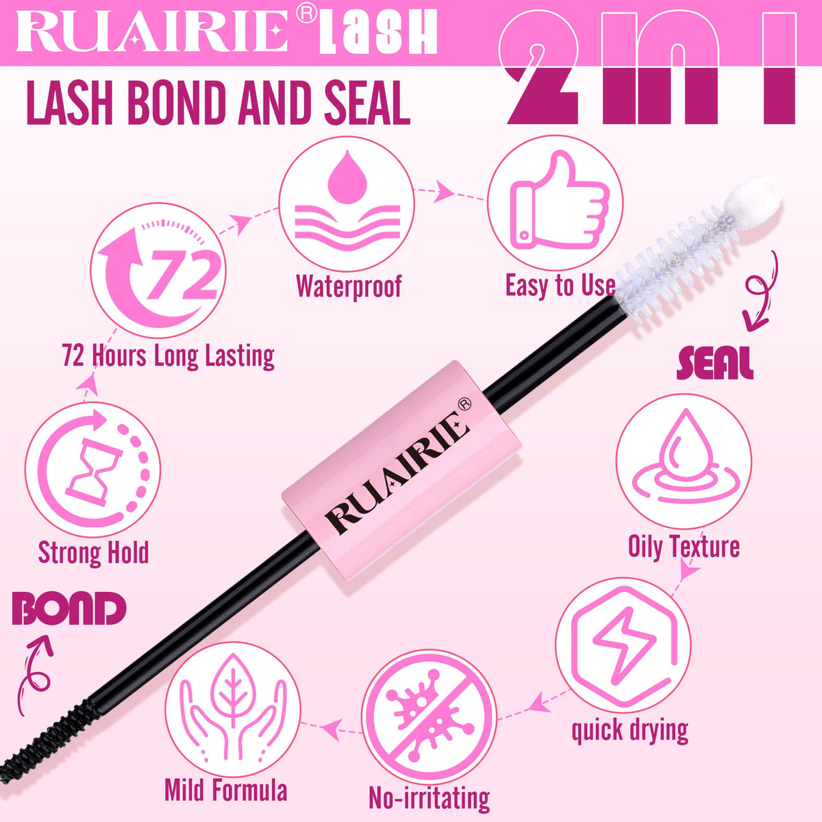 Ruairie Lash Glue clear seal side with cotton head