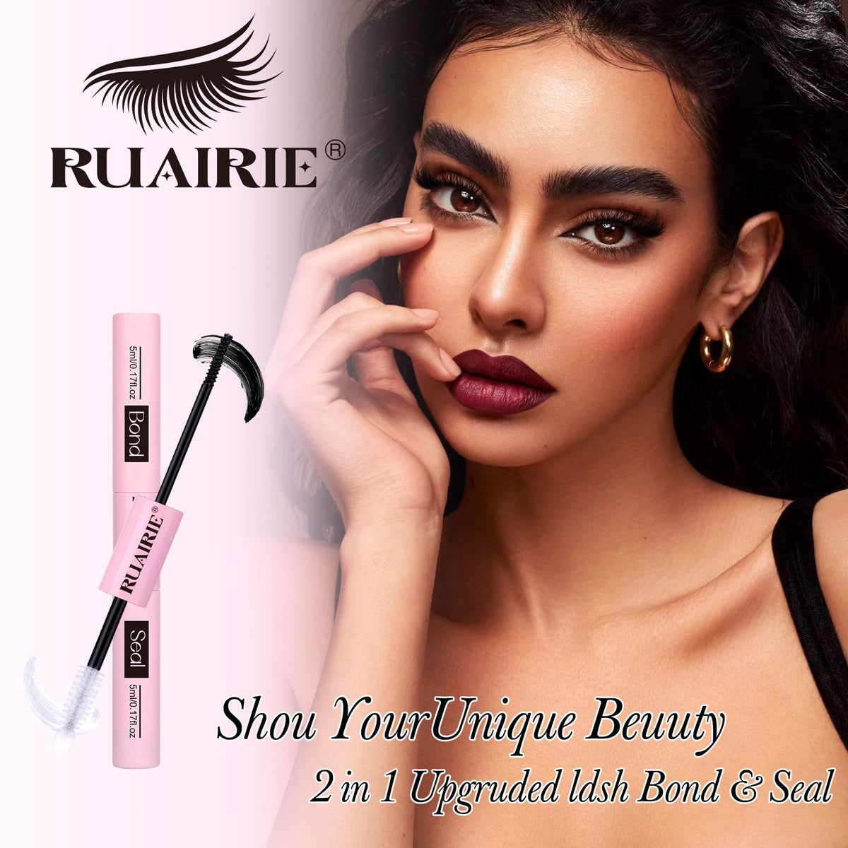 Ruairie Lash Glue in use with eyelash clusters
