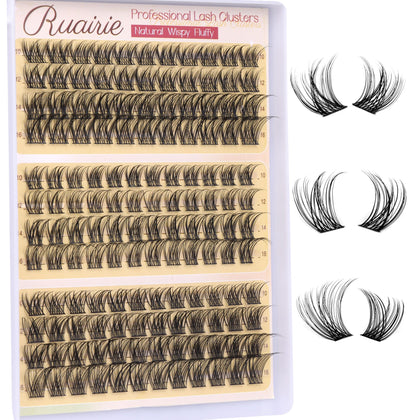 Ruairie Natural Lash Clusters front view with three styles