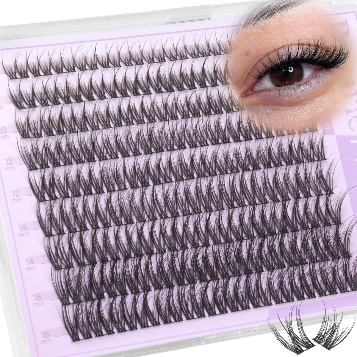 Ruairie Wispy Lash Clusters front view with natural finish