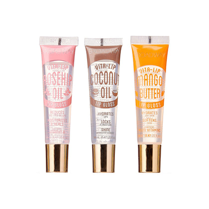 Ruby Kisses Vita-Lip Clear Lip Gloss pack with Mango Butter, Rosehip, Coconut Oil