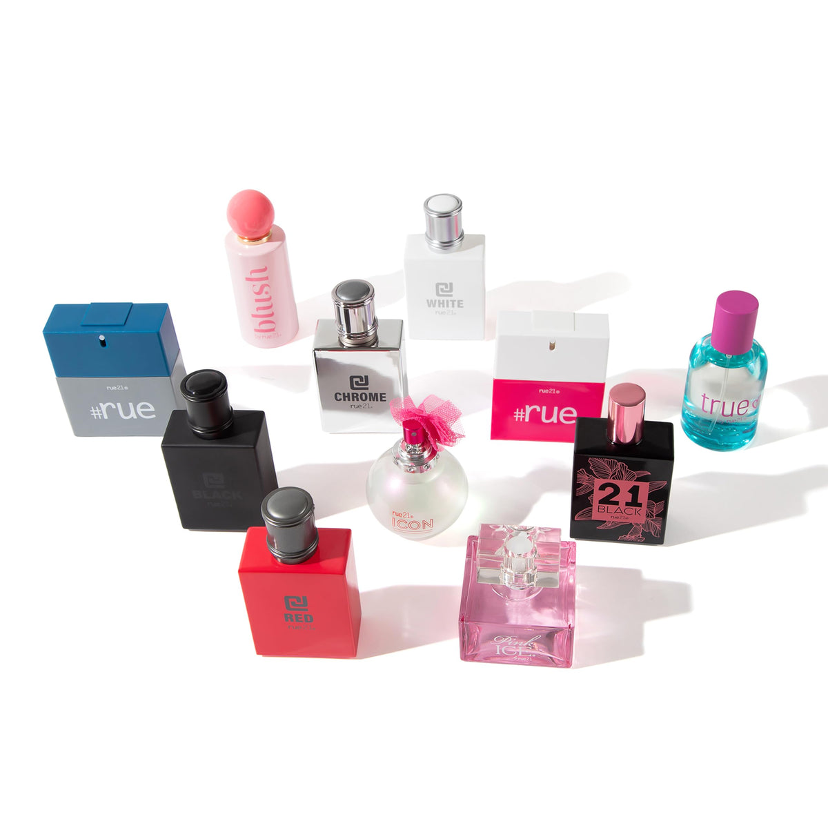 Rue 21 Pink Ice Eau De Parfum 50ml bottle with accessories