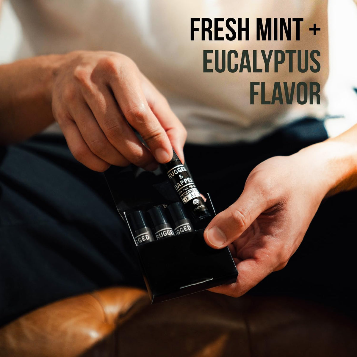 RUGGED & DAPPER Lip Balm ingredients list on the back