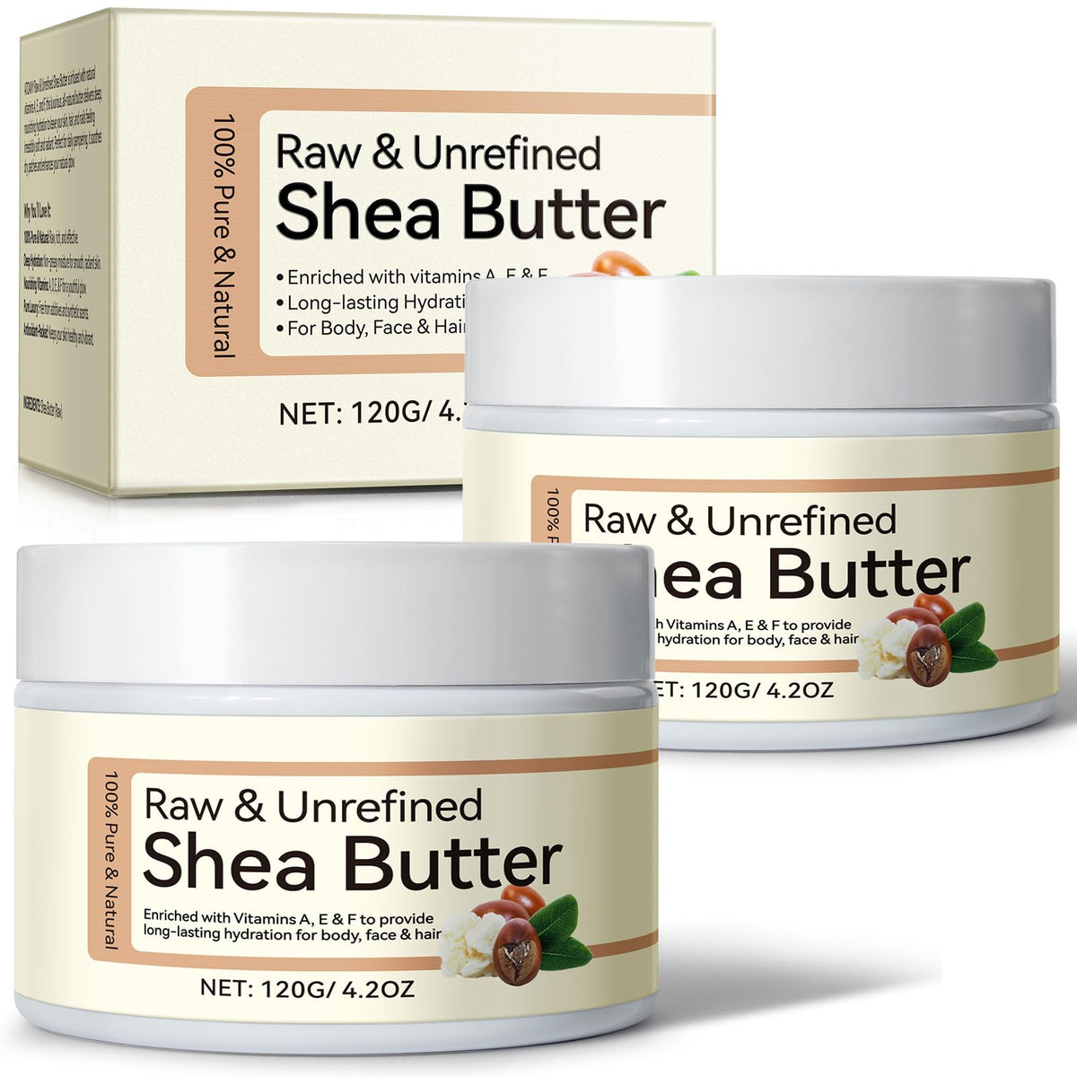 Rulviou Shea Butter Raw Organic 2 Pack front view