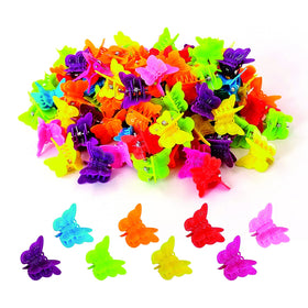 Ruocce 100 assorted colour butterfly hair clips in round container