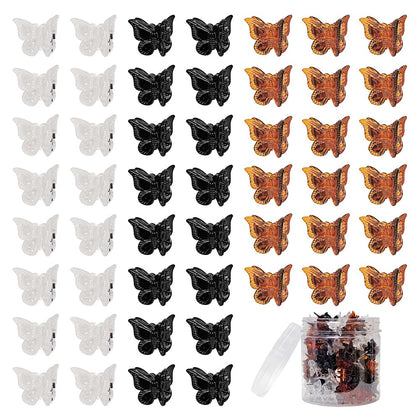 Ruocce 50 assorted butterfly hair clips in a round container