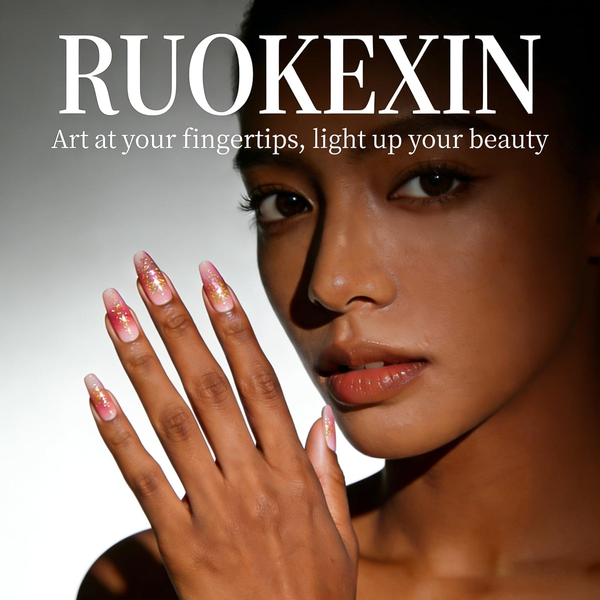RUOKEXIN Long Square Press on Nails in use on hands