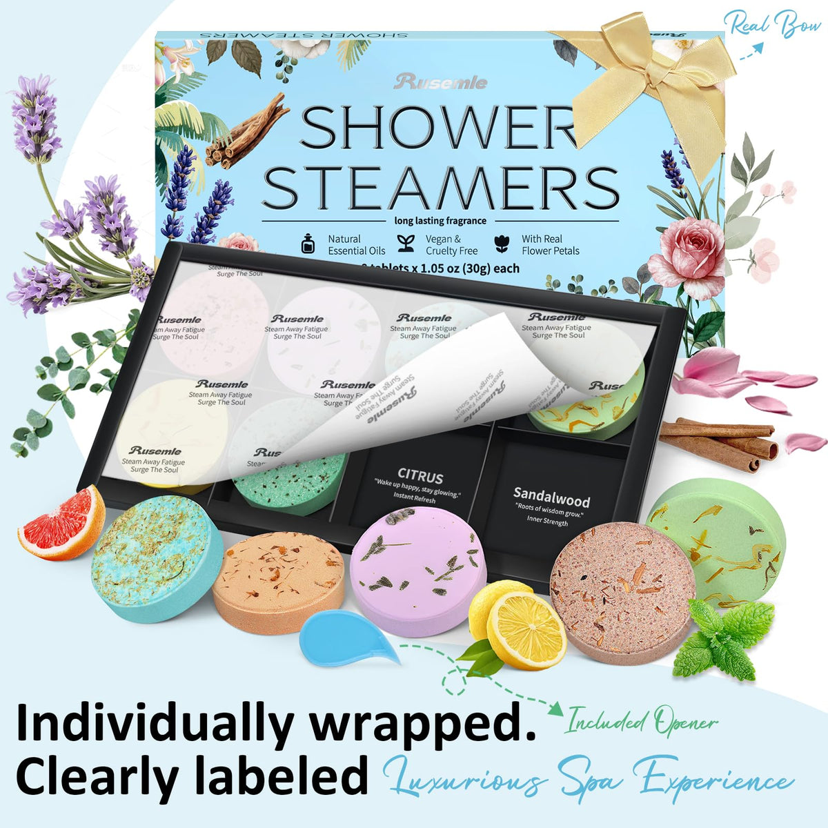 RUSEMLE shower steamer tablet with rose scent