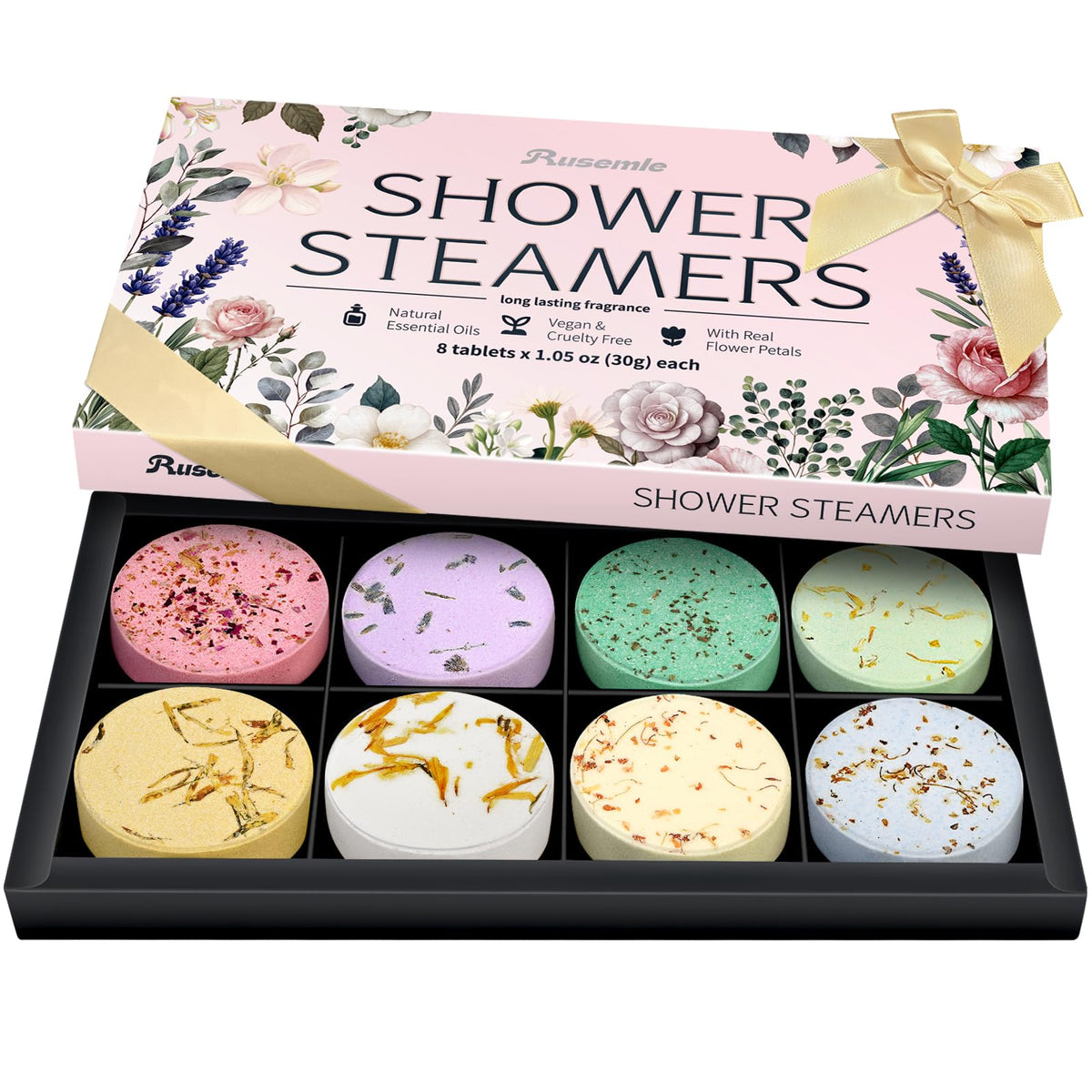 RUSEMLE shower steamers gift box with satin bow