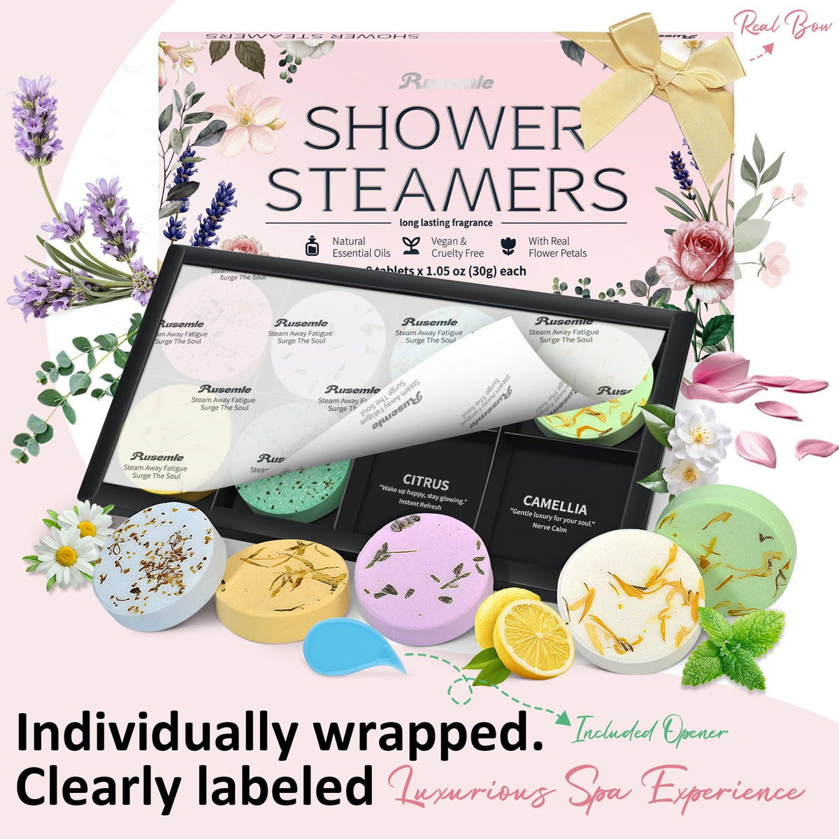 RUSEMLE shower steamers in assorted scents