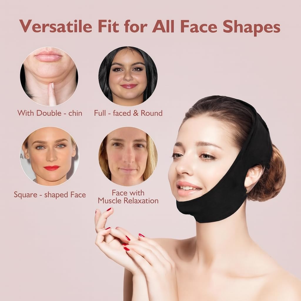 RUSHFORWARD Jawline Shaper Chin Strap in use during sleep