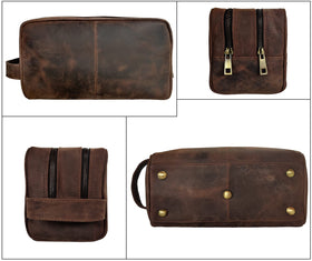 RUSTIC TOWN Leather Travel Toiletry Bag dimensions