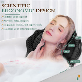 RUVINCE Bath Pillow with suction cups attached to a bathtub