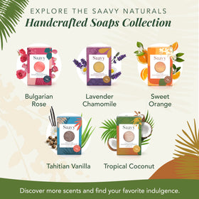 Saavy Naturals Handmade Soap Bar showing texture and colour