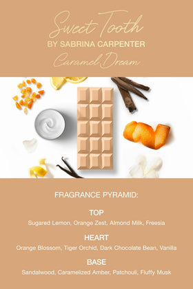 Sabrina Carpenter Caramel Dream perfume bottle on vanity