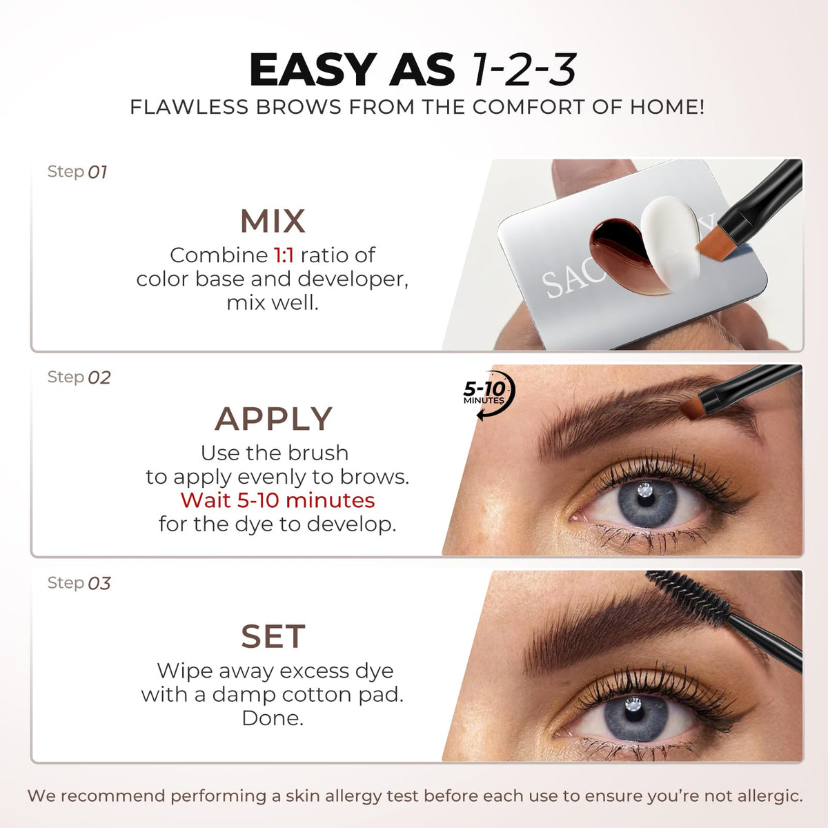 SACE LADY Eyebrow Color Kit with natural brow finish