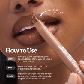 Sacheu DoubleDown Lip Definer being applied on lips