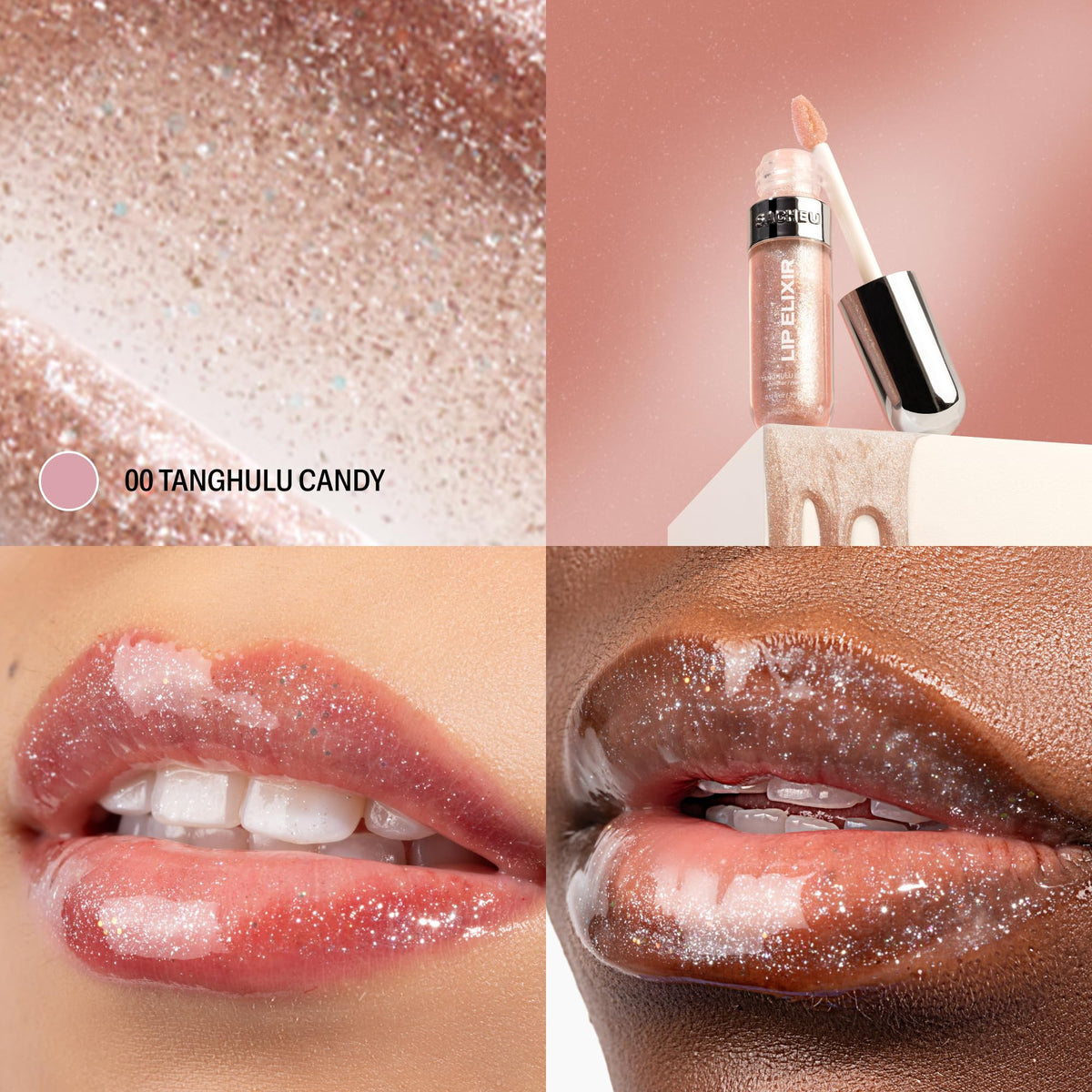 Sacheu Lip Elixir Hydrating Lip Gloss Tanghulu Candy packaging