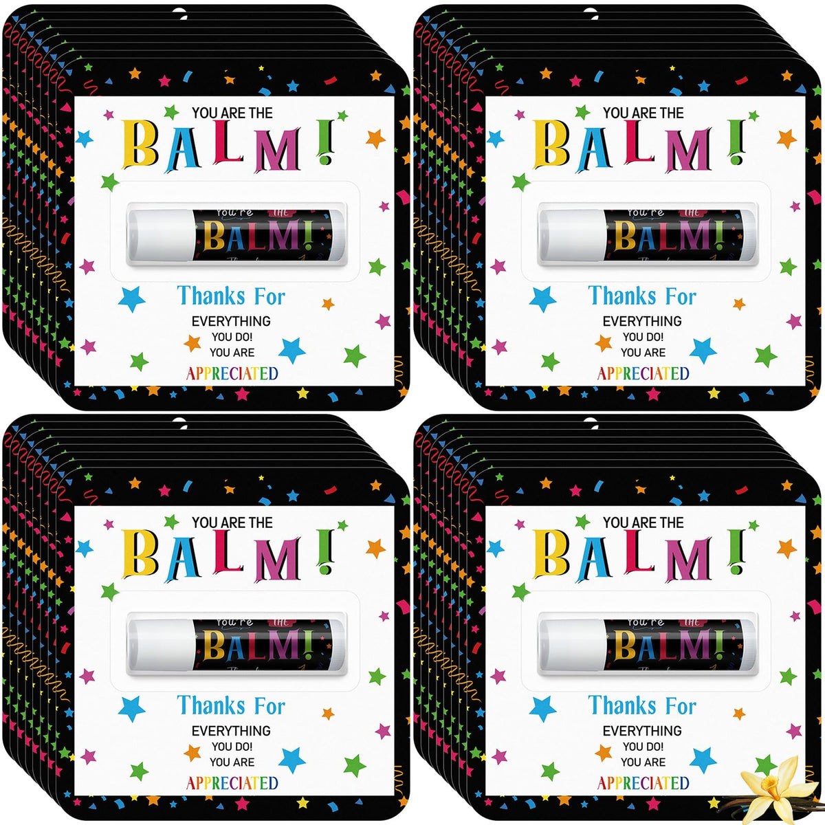 Sacubee 30 pack vanilla lip balm front view