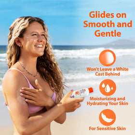 SAFE SEA sunscreen SPF 50+ with ocean background