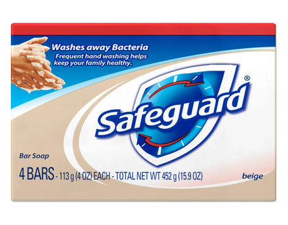 Safeguard Antibacterial Bath Bar Soap Pack of 4 front view