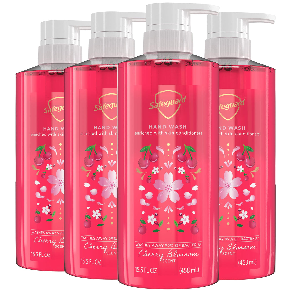 Safeguard Cherry Blossom Liquid Hand Soap front view 15.5 oz