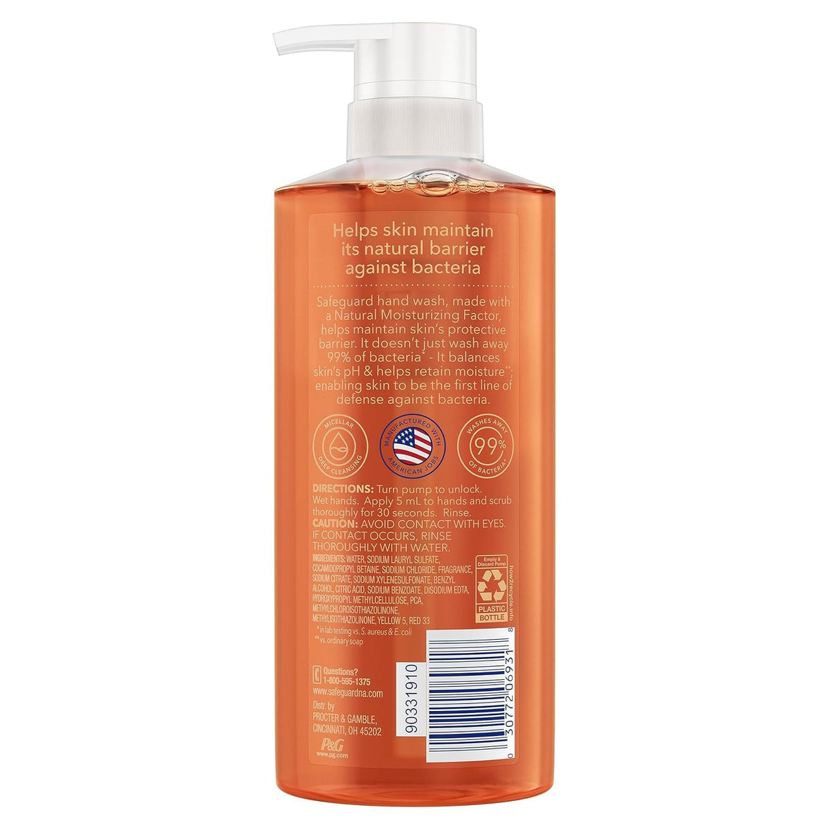Safeguard Cozy Almond Liquid Hand Soap 15.5 oz side view