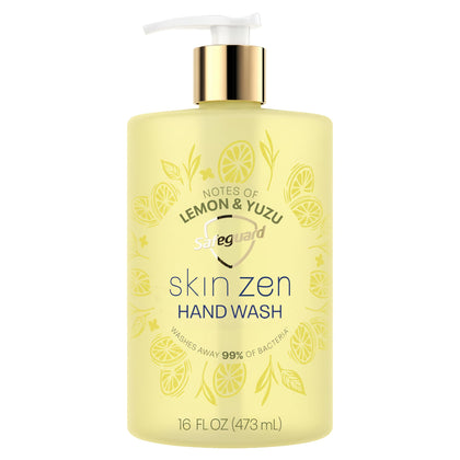 Safeguard Skin Zen Liquid Hand Soap 16 oz front view with lemon and yuzu scent
