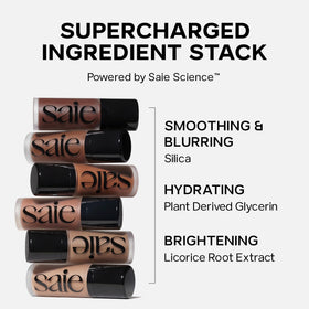 Saie Dew Bronze Liquid Bronzer Stick in use on model