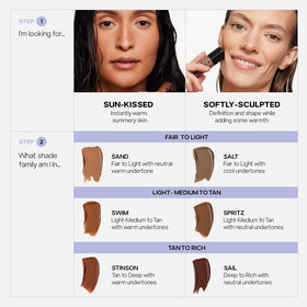 Saie Dew Bronze Liquid Bronzer Stick with other makeup products