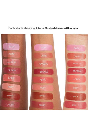 Saie Dew Liquid Blush close-up showing creamy texture