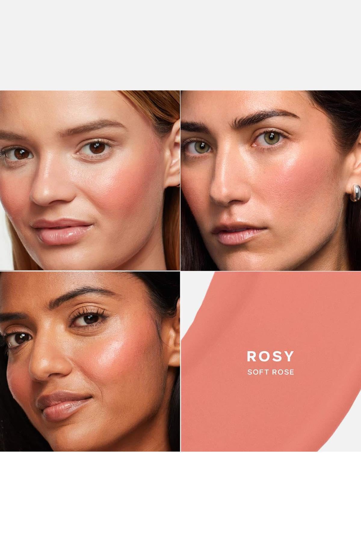 Saie Dew Liquid Blush in Rosy swatch on skin