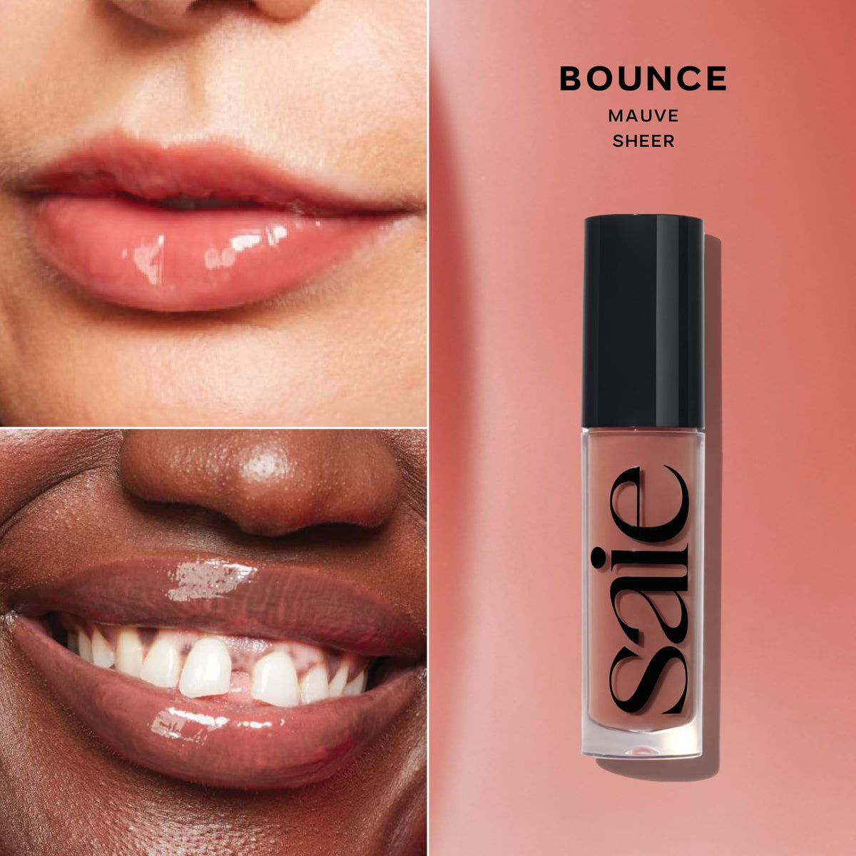 Saie Glossybounce Hydrating Lip Gloss Oil Hybrid applicator close-up