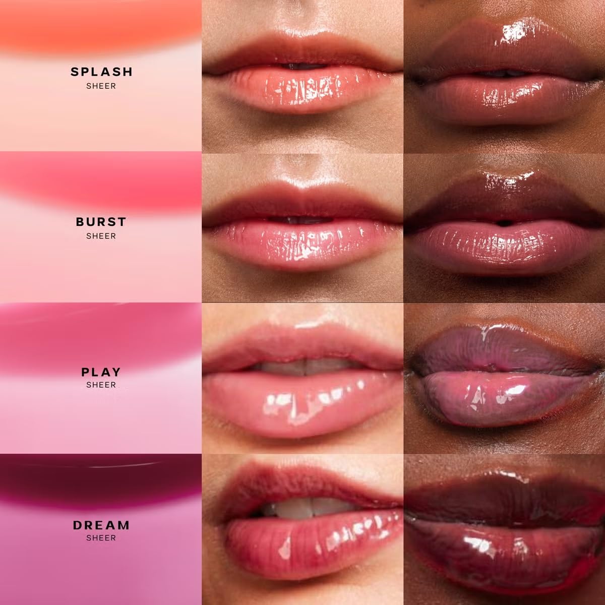 Saie Glossybounce Hydrating Lip Gloss swatch on skin