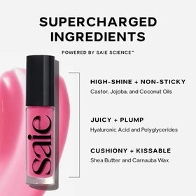 Saie Glossybounce Hydrating Lip Gloss texture on lips