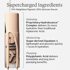 Saie Glowy Super Skin Tint Foundation application on skin
