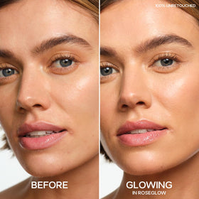 Saie Mini Glowy Super Gel Primer Roseglow texture on hand