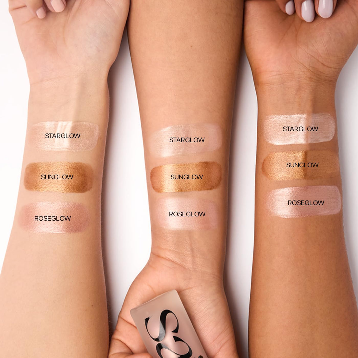 Saie Mini Glowy Super Gel Primer Roseglow with makeup brushes