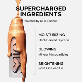 Saie Mini Glowy Super Gel Primer with makeup brushes