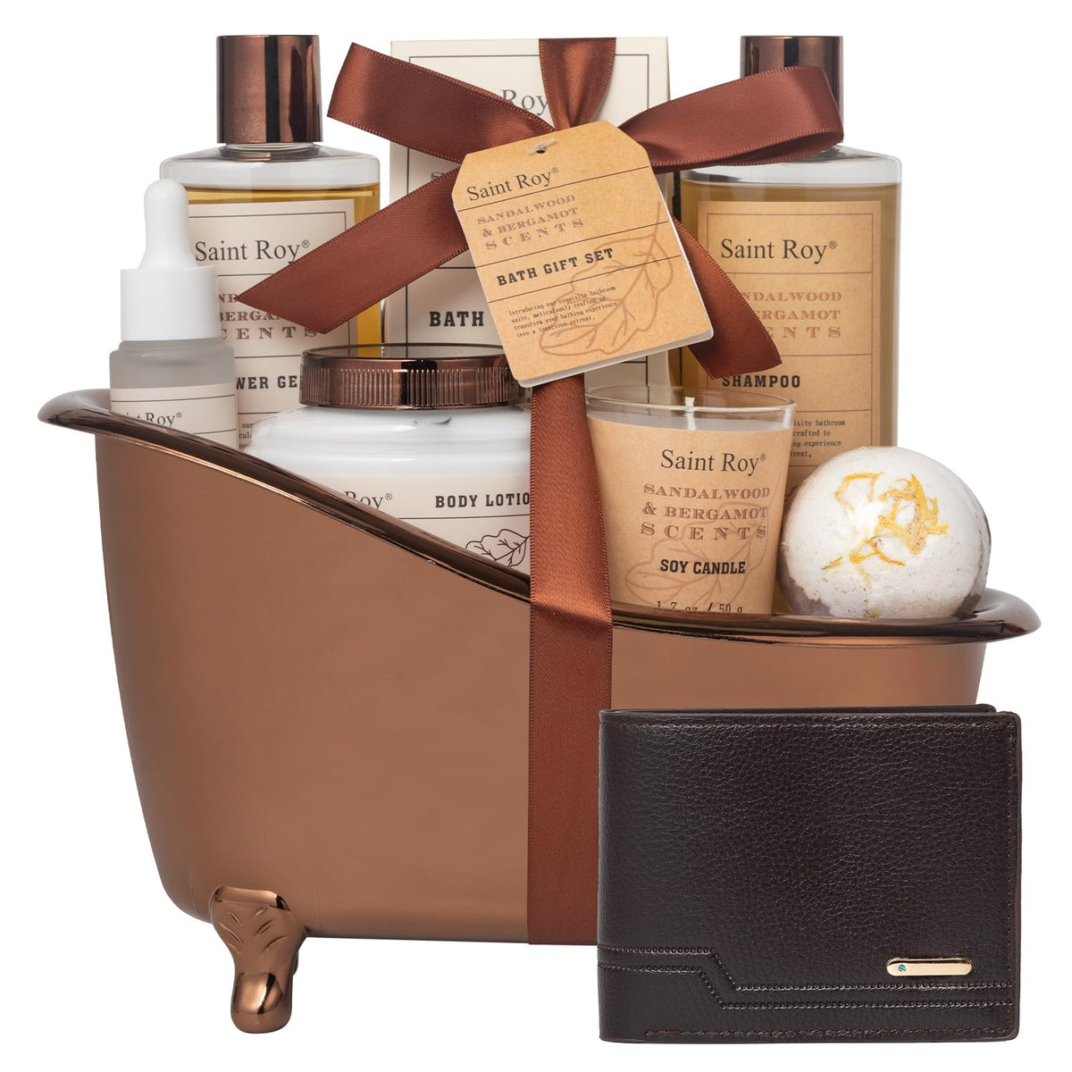 Saint Roy Bath Gift Set for Men Cedar & Bergamot front view