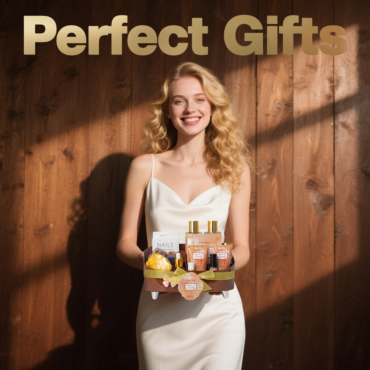 Saint Roy Spa Gift Basket featuring soap confetti and bath salt