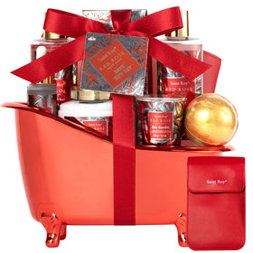 Saint Roy Spa Gift Basket front view with bath products