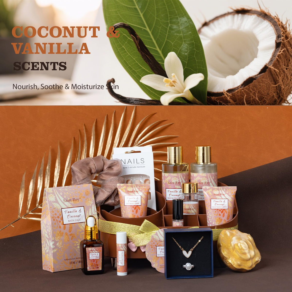 Saint Roy Spa Gift Basket including DIY nails set and necklace