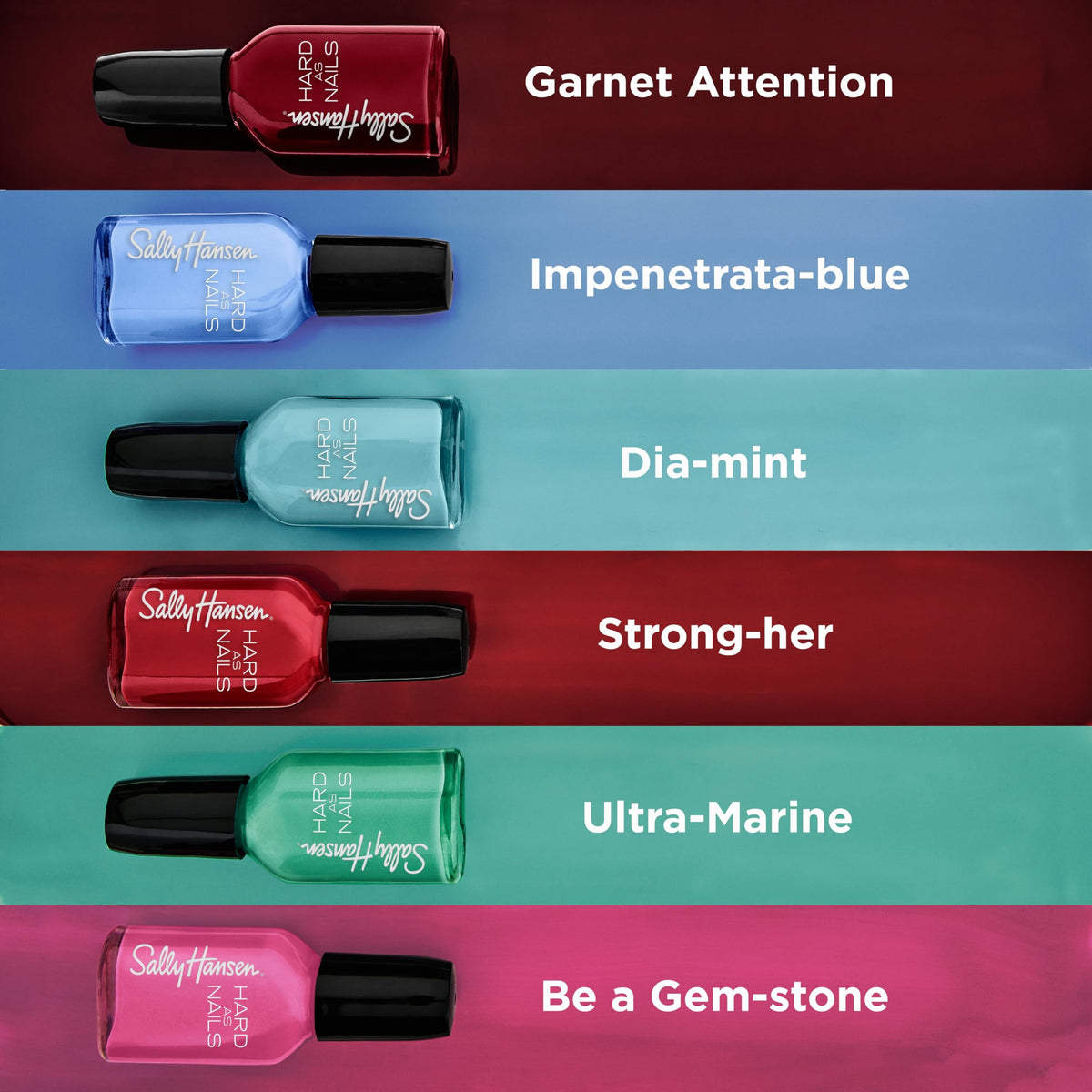 Sally Hansen Hard as Nails Iridescent Sea on painted nails