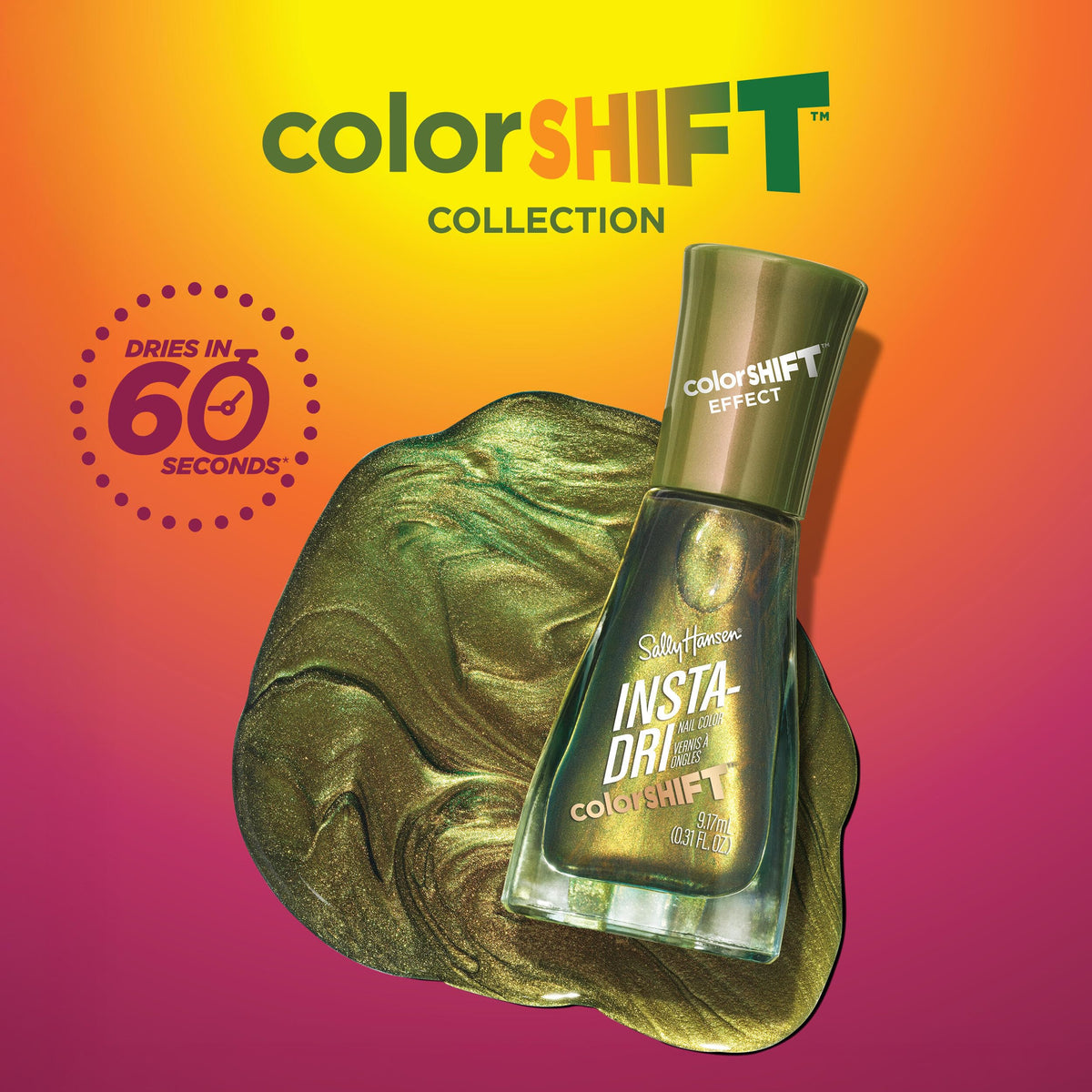 Sally Hansen Insta-Dri ColorShift Glo Off Nail Polish swatch on nails