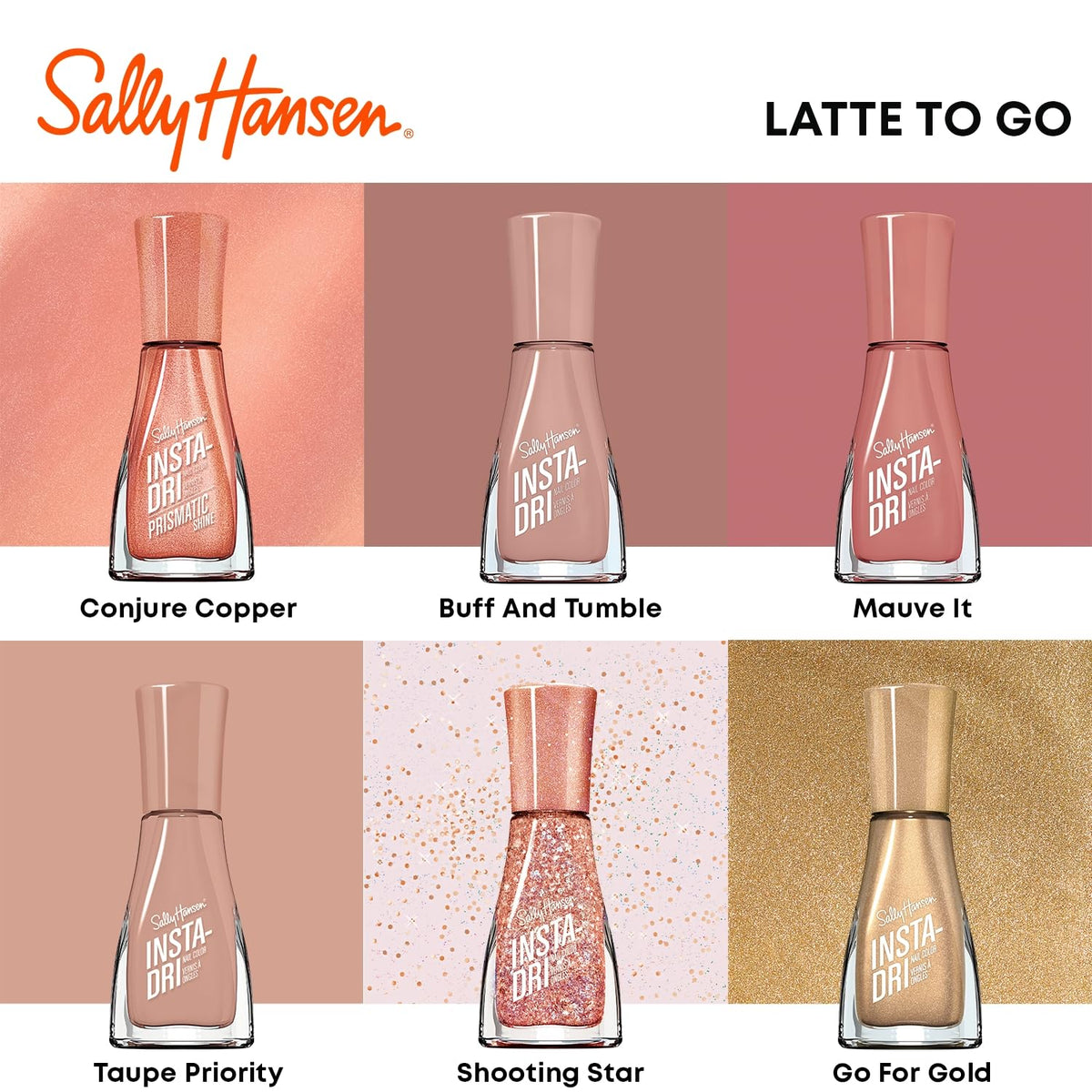 Sally Hansen Insta-Dri Nail Polish 258 Shooting Star on a nail art display