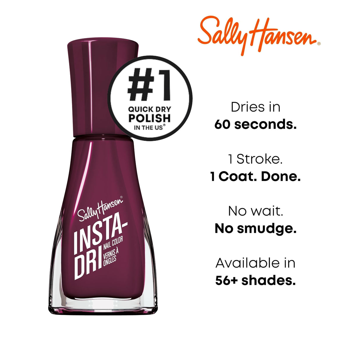 Sally Hansen Insta-Dri Nail Polish 428 Zip Wine with colour swatch