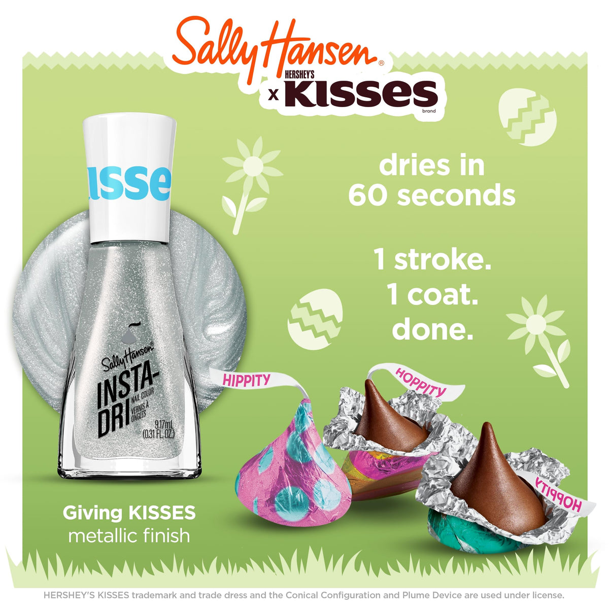 Sally Hansen Insta-Dri Nail Polish applied on nails showcasing shiny finish