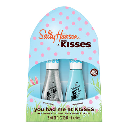 Sally Hansen Insta-Dri Nail Polish Duo front view with silver and blue shades