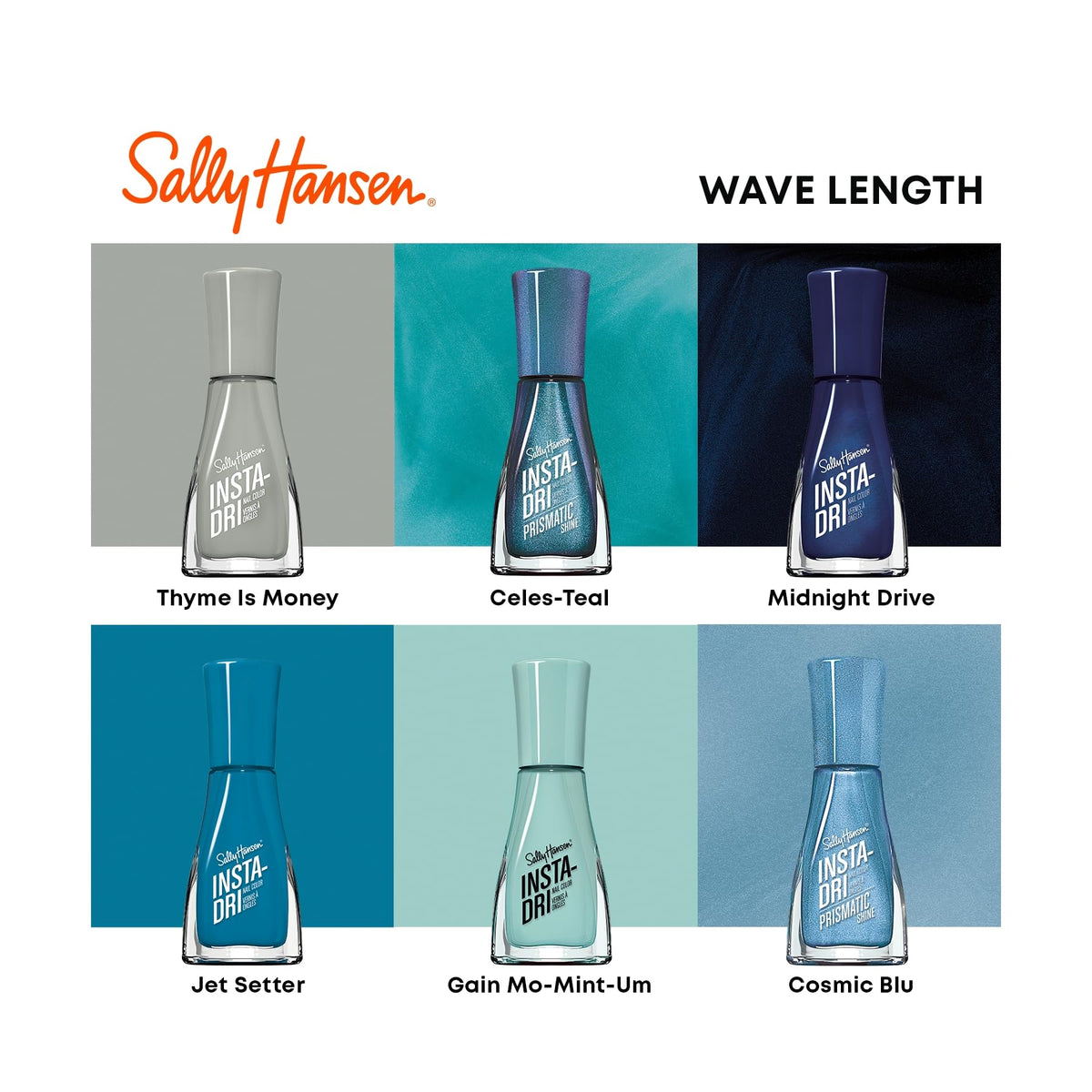 Sally Hansen Insta-Dri Nail Polish Gain Mo-Mint-Um with other shades